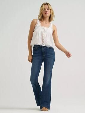 Wrangler High Rise Fierce Flare Jeans Blue Denim 10/34